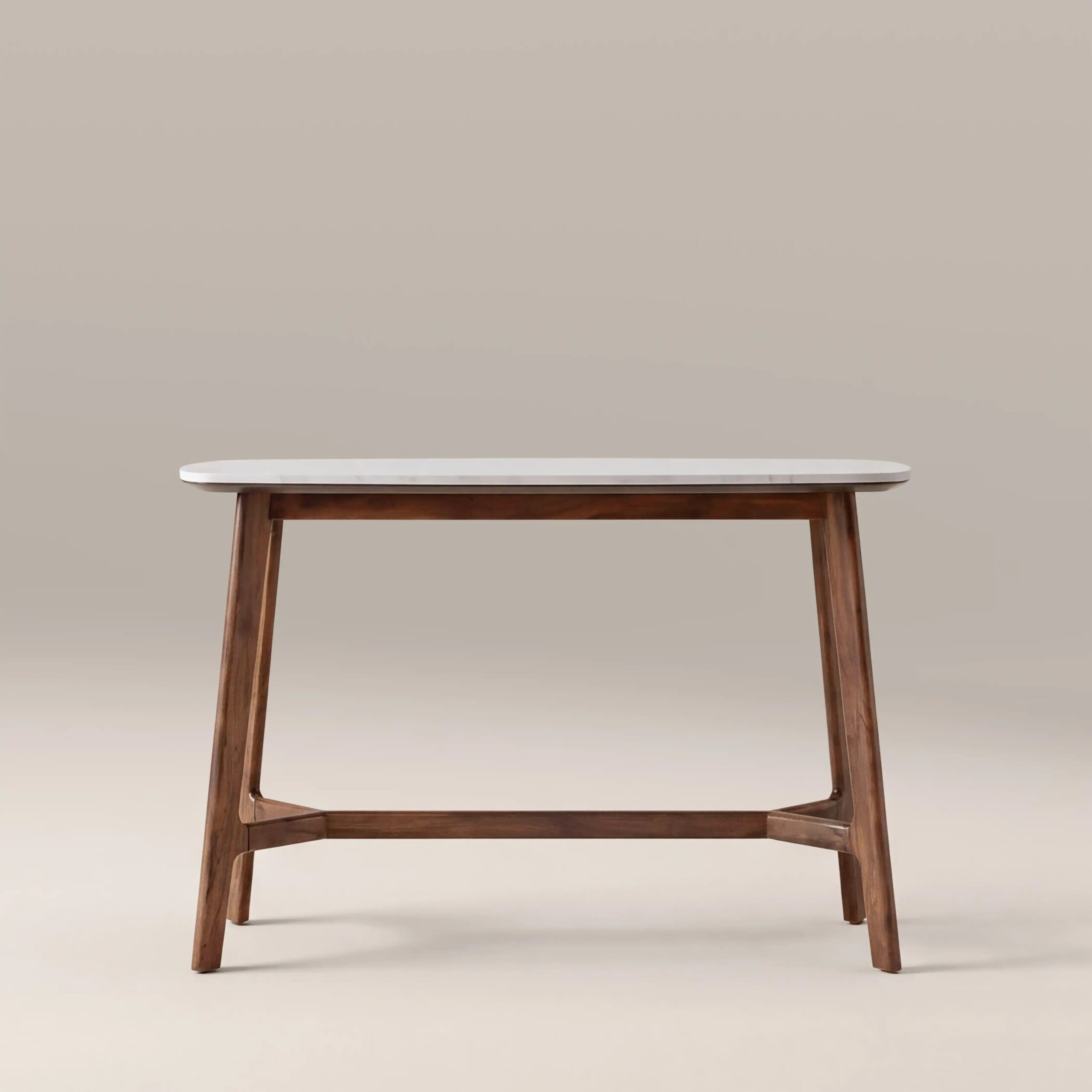 Lambert Console Table | White Marble & Walnut