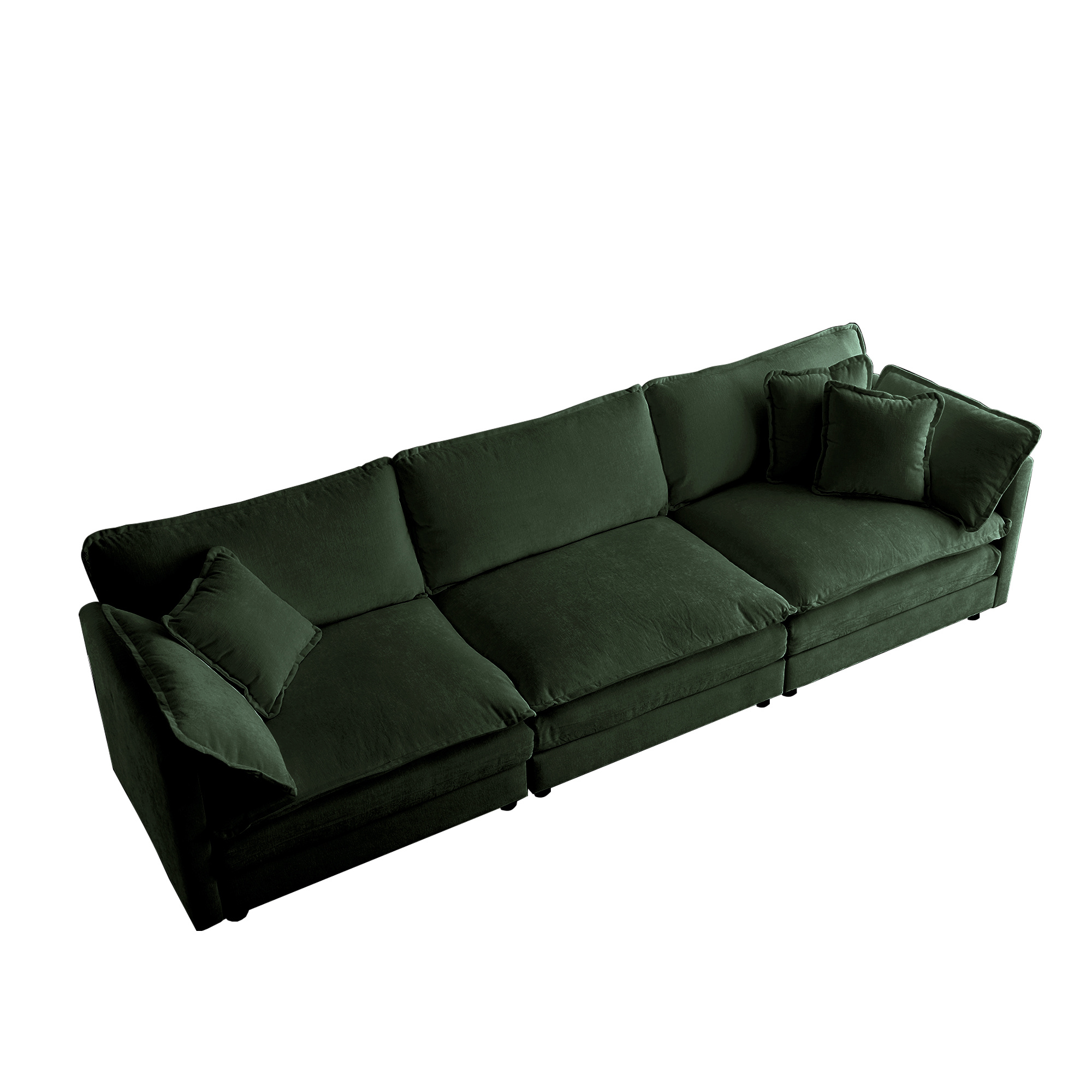 Sofa Set Of 2 Chenille Couch, 2-3 Seater Sofa Set Deep Seat Sofa, Modern Sofa Set For Living Room, Green Chenille